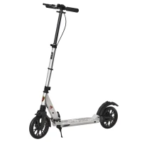 HOMCOM Teen/Adults Aluminium Folding Kick Scooter w/ Shock Mitigation System Silver(m-11)