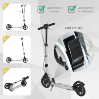 HOMCOM Teen/Adults Aluminium Folding Kick Scooter w/ Shock Mitigation System Silver(m-6)