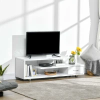 HOMCOM High Gloss TV Unit for TVs up to 45", Modern TV Cabinet with Storage Shelf and Drawer, Entertainment Unit for Living Room Bedroom, White(m-2)