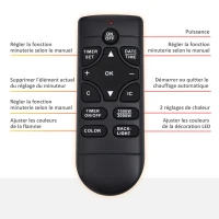 HOMCOM Cheminée électrique Murale LED 7 Effets Flammes + 7 Couleurs Ambiance + Galets télécommande Thermostat 1000-2000 W minuterie Noir(m-5)