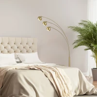 HOMCOM 3-Branch Futuristic Floor Lamp Metal Frame Multi-Light Shade Adjustable Rotating w/ Marble Base, 198cm, Gold(m-10)