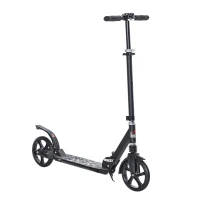 HOMCOM Foldable Kick Scooter w/ Adjustable Handlebar, Rear Brake, 20cm Big Solid Wheels and Shock Absorption System, Lightweight Portable Push Scooter for 14+ Teens Adult Kids(m-1)