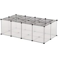 PawHut DIY Pet Playpen with Door Bottom 28 Panels Small Animal Cage for Guinea Pigs, Rabbit, Chinchilla, Hamsters, Transparent(m-1)