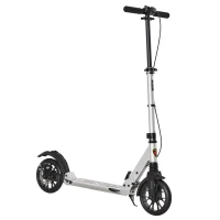 HOMCOM Teen/Adults Aluminium Folding Kick Scooter w/ Shock Mitigation System Silver(m-1)