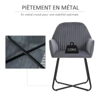 HOMCOM Fauteuil de Salon confortable Fauteuil gris Fauteuil relax pour chambre(m-5)