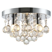 HOMCOM Mini Style Modern Crystal Ceiling Lamp Crystal Chandelier for Bedroom, Hallway, Kitchen, G9 Lamp Holder, Silver, Ф25 x 15cm(m-1)