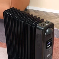 HOMCOM 2000W Digital Oil Filled Radiator, 9 Fin, Portable Electric Heater with LED Display, Timer, 3 Heat Settings, Safety Cut-Off and Remote Control, Black(m-9)