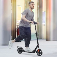 HOMCOM Kick Scooter Foldable Height Adjustable Aluminum Ride for 14+ Adult Teens with Rear Wheel Brake, Shock Mitigation System and Supported Stand(m-2)