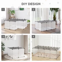 PawHut DIY Pet Playpen with Door Bottom 28 Panels Small Animal Cage for Guinea Pigs, Rabbit, Chinchilla, Hamsters, Transparent(m-5)