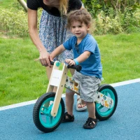 AIYAPLAY Bicicleta sem Pedais de Madeira com Assento Ajustável 34-40cm Bicicleta de Equilíbrio Infantil  87x37x50cm Turquesa(m-4)