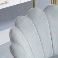 HOMCOM Fauteuil coquillage chaise coiffeuse fauteuil en velours fauteuil de salon avec pieds en métal doré pour salon chambre et salle à manger 67l x 64P x 77H cm gris(m-7)