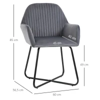 HOMCOM Fauteuil de Salon confortable Fauteuil gris Fauteuil relax pour chambre(m-3)