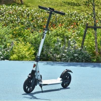 HOMCOM Teen/Adults Aluminium Folding Kick Scooter w/ Shock Mitigation System Silver(m-10)