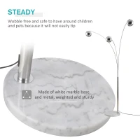 HOMCOM 3-Branch Futuristic Floor Lamp Metal Frame Multi-Light Shade Adjustable Rotating w/ Marble Base, 198cm, Silver(m-5)