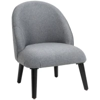 HOMCOM Fauteuil de Salon Fauteuil de Relaxation Fauteuil Chaise pour Chambre pieds en Bois Massif Revêtement en Tissu Lin Gris(m-1)
