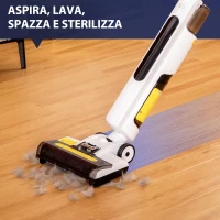 HOMCOM Aspirapolvere Senza Fili Wet & Dry, Scopa Elettrica Lavapavimenti con 2 Serbatoi(m-4)