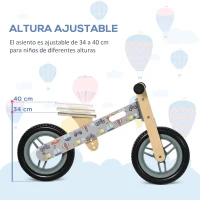 AIYAPLAY Bicicleta sin Pedales de Madera para Niños de 3-6 Años Bicicleta de Equilibrio Infantil 87x37x50 cm Gris(m-5)