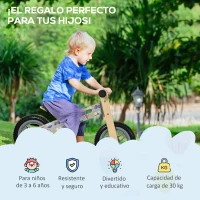 AIYAPLAY Bicicleta sin Pedales de Madera para Niños de 3-6 Años Bicicleta de Equilibrio Infantil 87x37x50 cm Gris(m-4)