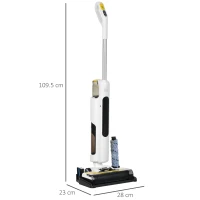 HOMCOM Aspirapolvere Senza Fili Wet & Dry, Scopa Elettrica Lavapavimenti con 2 Serbatoi(m-3)