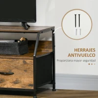 HOMCOM Mueble para TV con 2 Cajones de Tela Plegable y Estante Abierto de Estilo Industrial 93x39x48,5 cm Marrón Rústico(m-7)