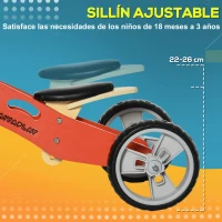 AIYAPLAY 2 en 1 Bicicleta sin Pedales de Madera para +18 Meses Triciclo Infantil con Sillín Ajustable 60x38x38 cm Rojo(m-5)
