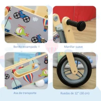 AIYAPLAY Bicicleta sin Pedales de Madera para Niños de 3-6 Años Bicicleta de Equilibrio Infantil 87x37x50 cm Gris(m-6)