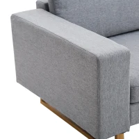 HOMCOM® 2-Sitzer Sofa Stoffsofa Ecksofa Polstersofa Sitzmöbel Armlehne Holz hellgrau 145 x 82 x 78 cm(m-8)
