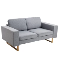 HOMCOM® 2-Sitzer Sofa Stoffsofa Ecksofa Polstersofa Sitzmöbel Armlehne Holz hellgrau 145 x 82 x 78 cm(m-11)