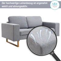 HOMCOM® 2-Sitzer Sofa Stoffsofa Ecksofa Polstersofa Sitzmöbel Armlehne Holz hellgrau 145 x 82 x 78 cm(m-5)