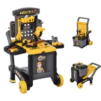 Homcom Banco da Lavoro Giocattolo per Bambini 3-6 Anni con 60 Attrezzi Giallo e Nero(m-1)