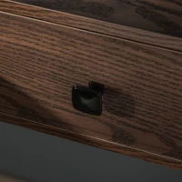 HOMCOM Masa de toaleta cu Oglinda Stil Industrial Lumini tip LED si Taburet Culoare Nuc(m-9)