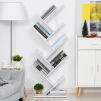 HomCom biblioteca in forma de copac, 50x28x142 cm, alba(m-2)