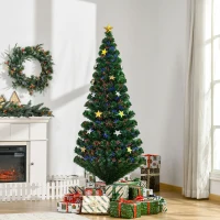 HOMCOM Brad de Crăciun Artificial cu 27 becuri LED în Formă de Stea 180cm(m-10)