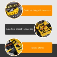 Homcom Banco da Lavoro Giocattolo per Bambini 3-6 Anni con 60 Attrezzi Giallo e Nero(m-5)