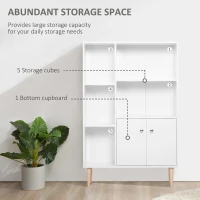 Homcom Biblioteca Alba 80×23,5×118 cm – Lemn cu Picioare din Pin(m-5)