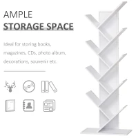 HomCom biblioteca in forma de copac, 50x28x142 cm, alba(m-4)