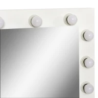 Homcom Masa Machiaj cu 12 LED & Scaun Tapitat, Alb(m-9)