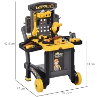 Homcom Banco da Lavoro Giocattolo per Bambini 3-6 Anni con 60 Attrezzi Giallo e Nero(m-3)