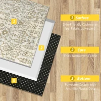 HOMCOM Cream and Green Rug, Floral Boho Area Rugs, Large Carpet for Living Room, Bedroom, Dining Room, 230 x 160cm(m-5)