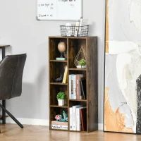 HOMCOM Biblioteca din Lem Stil Vintage Cubica cu 7 suporturi diferite din MDF pentru Casa si Birou 50x24x106cm(m-2)