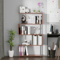 Homcom Biblioteca de Perete in Lemn, Castaniu, 80x30x145cm(m-2)