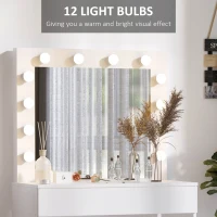 Homcom Masa Machiaj cu 12 LED & Scaun Tapitat, Alb(m-5)