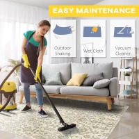 HOMCOM Cream and Green Rug, Floral Boho Area Rugs, Large Carpet for Living Room, Bedroom, Dining Room, 230 x 160cm(m-7)