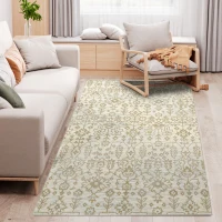 HOMCOM Cream and Green Rug, Floral Boho Area Rugs, Large Carpet for Living Room, Bedroom, Dining Room, 230 x 160cm(m-1)