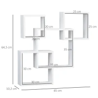 HOMCOM Estantería de Pared con 4 Cubos Estante Flotante de Madera para Salón  Estilo Moderno 65x10,2x64,5 cm Blanco(m-3)