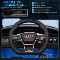 HOMCOM Carro Elétrico AUDI RS E-Tron GT 12V com 2 Motores Controlo Remoto Faróis LED Buzina Música USB 3-5km/h 103x58x41cm Azul(m-7)