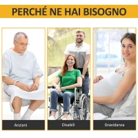 HOMCOM Maniglia per Alzarsi da Letto 7 Altezze Regolabili 86-110.5cm, Impugnatura Antiscivolo e Tasca Portaoggetti, 72x36cm(m-7)