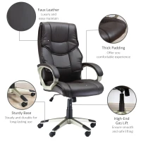 Vinsetto Ergonomic Executive Office Desk Chair PU Leather Brown(m-7)