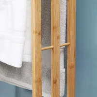 HOMCOM Toalheiro de Pé de Bambu com 3 Barras Toalheiro Independente de 3 Níveis para Casa de Banho 48x25,8x94cm Madeira(m-7)
