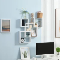 HOMCOM Estantería de Pared con 4 Cubos Estante Flotante de Madera para Salón  Estilo Moderno 65x10,2x64,5 cm Blanco(m-2)